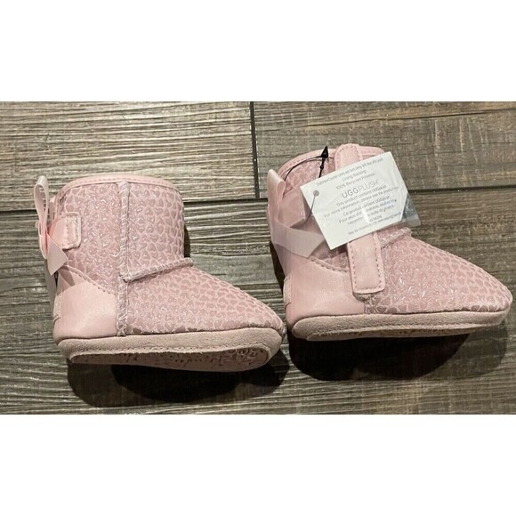 NEW UGG JESSE BOW II BOOTIES GEL HEARTS PINK FUR LINED NEW SIZE 0/1 - Picture 10 of 16